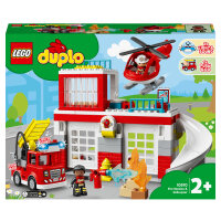 LEGO® 10970 DUPLO Feuerwehrwache mit Hubschrauber, Feuerwehr-Spielzeug für Kleinkinder ab 2 Jahre mit Feuerwehrauto
