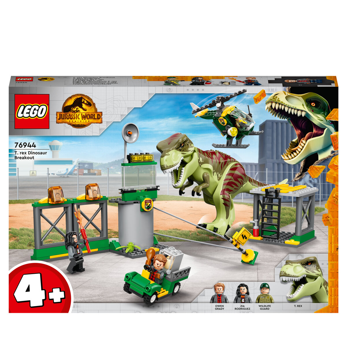LEGO® 76944 Jurassic World T. Rex Ausbruch, Set mit Dino-Figur, Hubsc