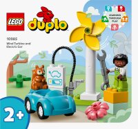 LEGO® 10985 DUPLO Town Windrad und Elektroauto, Spielzeugauto-Lernspielzeug für Mädchen und Jungen ab 2 Jahren, für nachhaltiges Spielen und die Entwicklung von Kleinkinder