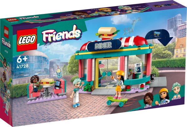 LEGO® 41728 Friends Restaurant in der Innenstadt mit Spielzeug Mini-Puppen Liann, Aliya und Charli aus 2023, Restaurant-Spielset für Kinder ab 6 Jahren