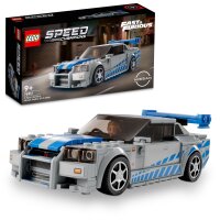 LEGO® 76917 Speed Champions 2 Fast 2 Furious Nissan Skyline GT-R (R34) Rennwagen Spielzeug zum Bauen, 2023 Modell Auto-Bausatz mit Brian OConner Figur