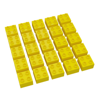 Hubelino große Bausteine 25 St einfarbig sortiert kompatibel mit anderen großen Bausteinen 2x2 Noppen Gelb