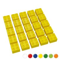 Hubelino große Bausteine 25 St einfarbig sortiert kompatibel mit anderen großen Bausteinen 2x2 Noppen Gelb