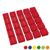 Hubelino große Bausteine 25 St einfarbig sortiert kompatibel mit anderen großen Bausteinen 2x2 Noppen Rot