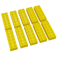 Hubelino große Bausteine 10 St einfarbig sortiert kompatibel mit anderen großen Bausteinen 2x6 Noppen Gelb
