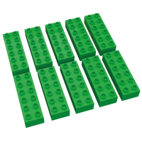 Hubelino große Bausteine 10 St einfarbig sortiert kompatibel mit anderen großen Bausteinen 2x6 Noppen Grün