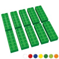 Hubelino große Bausteine 10 St einfarbig sortiert kompatibel mit anderen großen Bausteinen 2x6 Noppen Grün