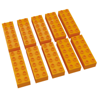 Hubelino große Bausteine 10 St einfarbig sortiert kompatibel mit anderen großen Bausteinen 2x6 Noppen Orange