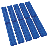 Hubelino große Bausteine 10 St einfarbig sortiert kompatibel mit anderen großen Bausteinen 2x8 Noppen Blau