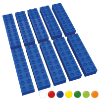 Hubelino große Bausteine 10 St einfarbig sortiert kompatibel mit anderen großen Bausteinen 2x8 Noppen Blau