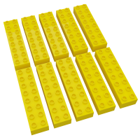 Hubelino große Bausteine 10 St einfarbig sortiert kompatibel mit anderen großen Bausteinen 2x8 Noppen Gelb