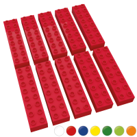 Hubelino große Bausteine 10 St einfarbig sortiert kompatibel mit anderen großen Bausteinen 2x8 Noppen Rot
