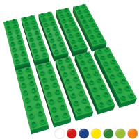 Hubelino große Bausteine 10 St einfarbig sortiert kompatibel mit anderen großen Bausteinen 2x8 Noppen Grün