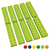 Hubelino große Bausteine 10 St einfarbig sortiert kompatibel mit anderen großen Bausteinen 2x8 Noppen Hellgrün
