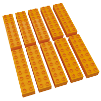 Hubelino große Bausteine 10 St einfarbig sortiert kompatibel mit anderen großen Bausteinen 2x8 Noppen Orange